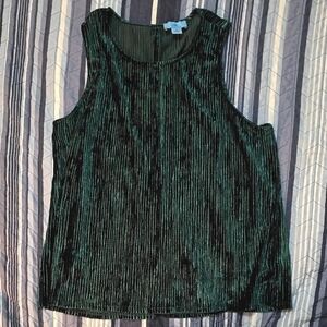 CeCe Emerald Green Crushed Velvet Sleeveless Tank